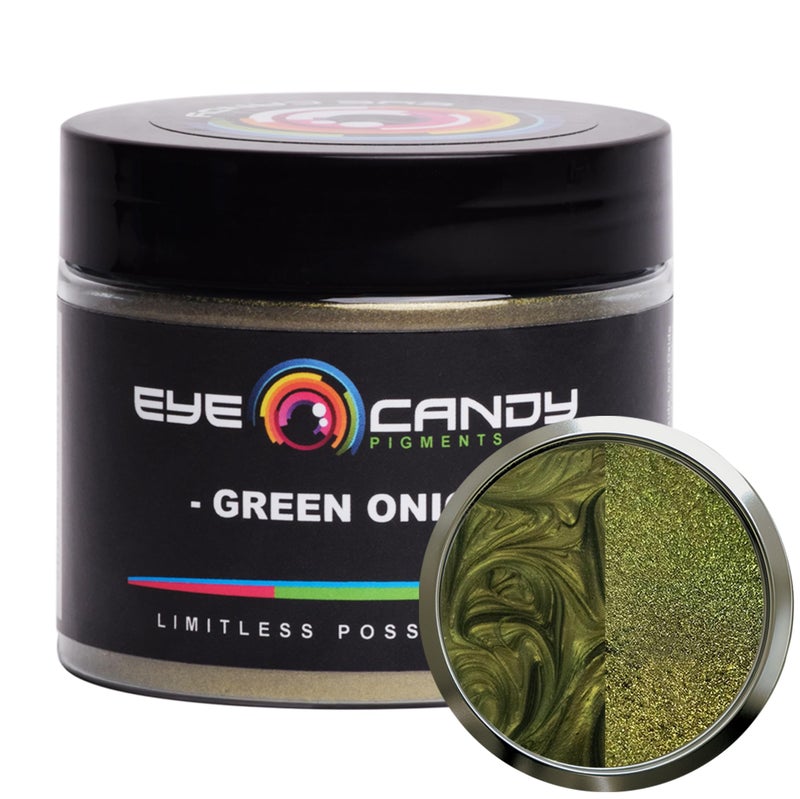 Eye Candy Pigments Premium Green Mica Powder - Green Onion (50gr) - for Epoxy, Resin, Soap, Paint, Woodworking, Acrylic Pouring, Bath Bombs, Fishing Lures - DIY Arts and Crafts Additive - Image 1